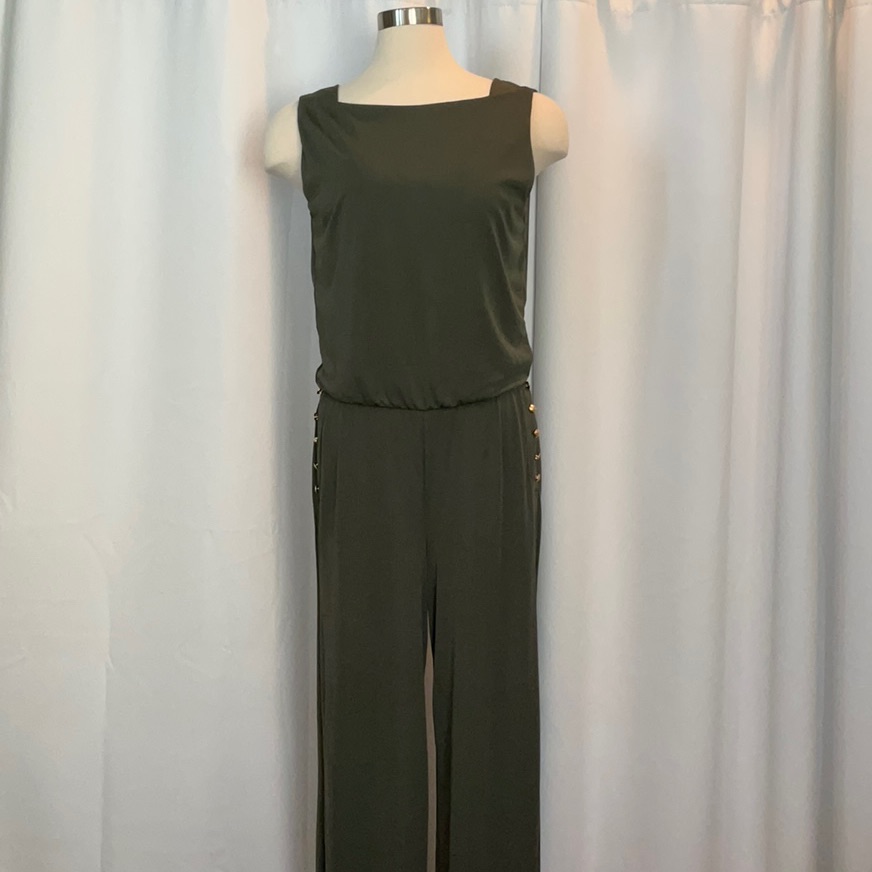 Lauren Ralph Lauren Olive Green Sleeveless Jumpsuit Women Size L Tall